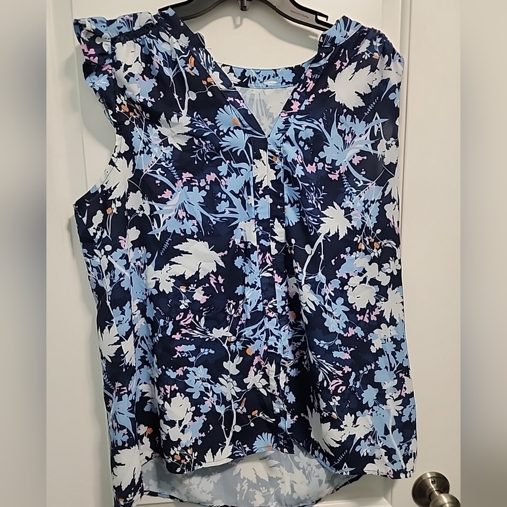 Asymmetrical Sleeveless Blue Top